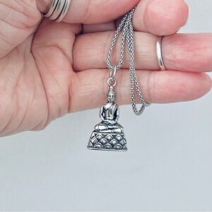Sterling Silver Buddha Necklace, Silver Chain, Religious Jewelry